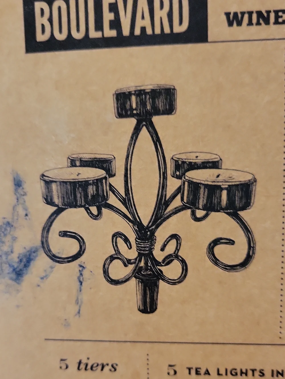 Boulevard Wine Bottle Candelabra,New W/ Tags,Black Matte Fin.,5 Tier